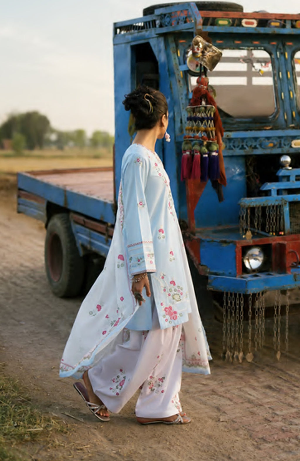Casual Lite HER Summer Embroidered Cotton Lawn Stitched 3 Piece Suit - Cloudveil - CL26HER - Sky Blue - Festive Collection