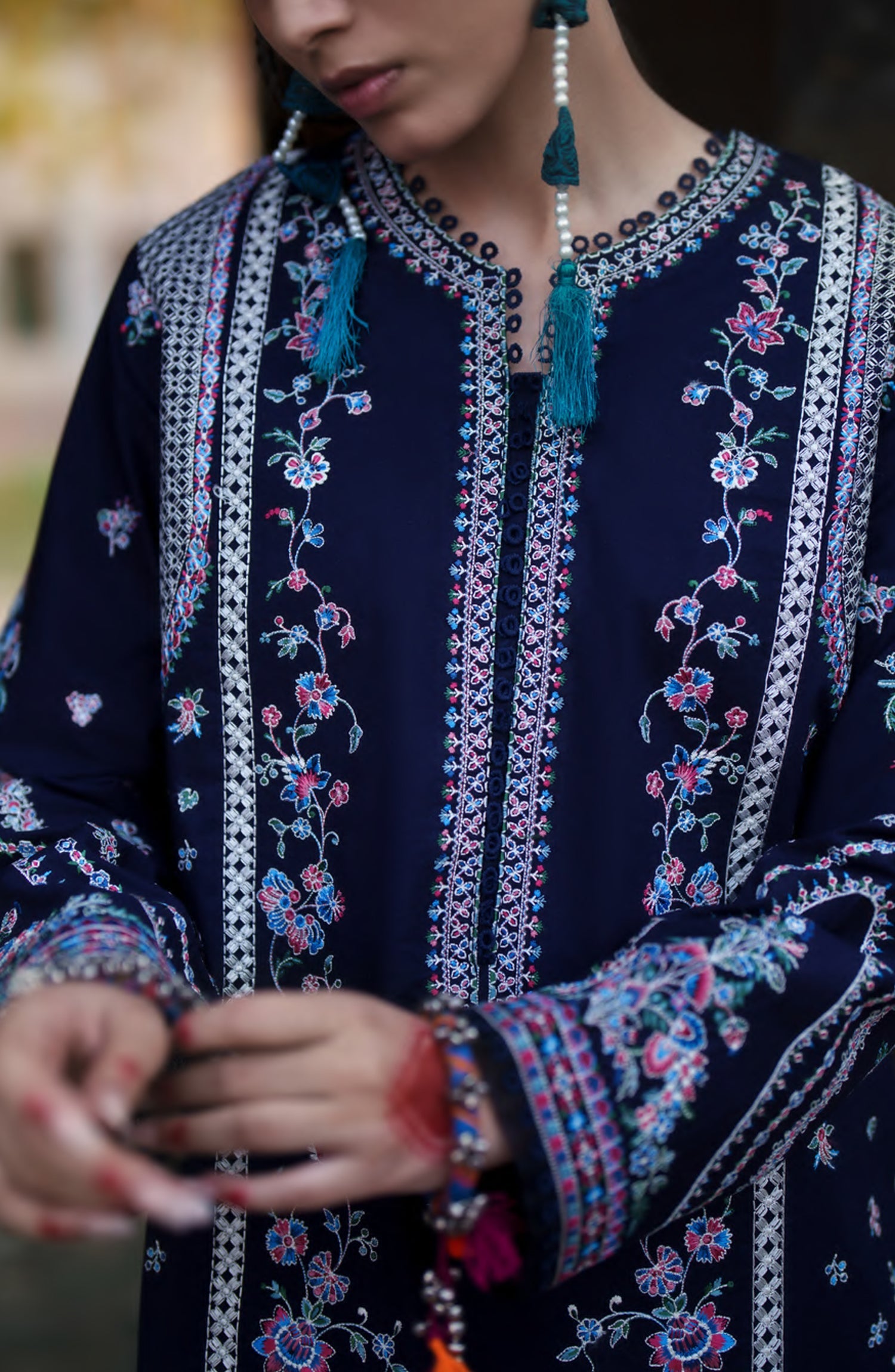 Casual Lite HER Summer Embroidered Cotton Lawn Stitched 3 Piece Suit - Noctelle - CL26HER - Blue - Festive Collection