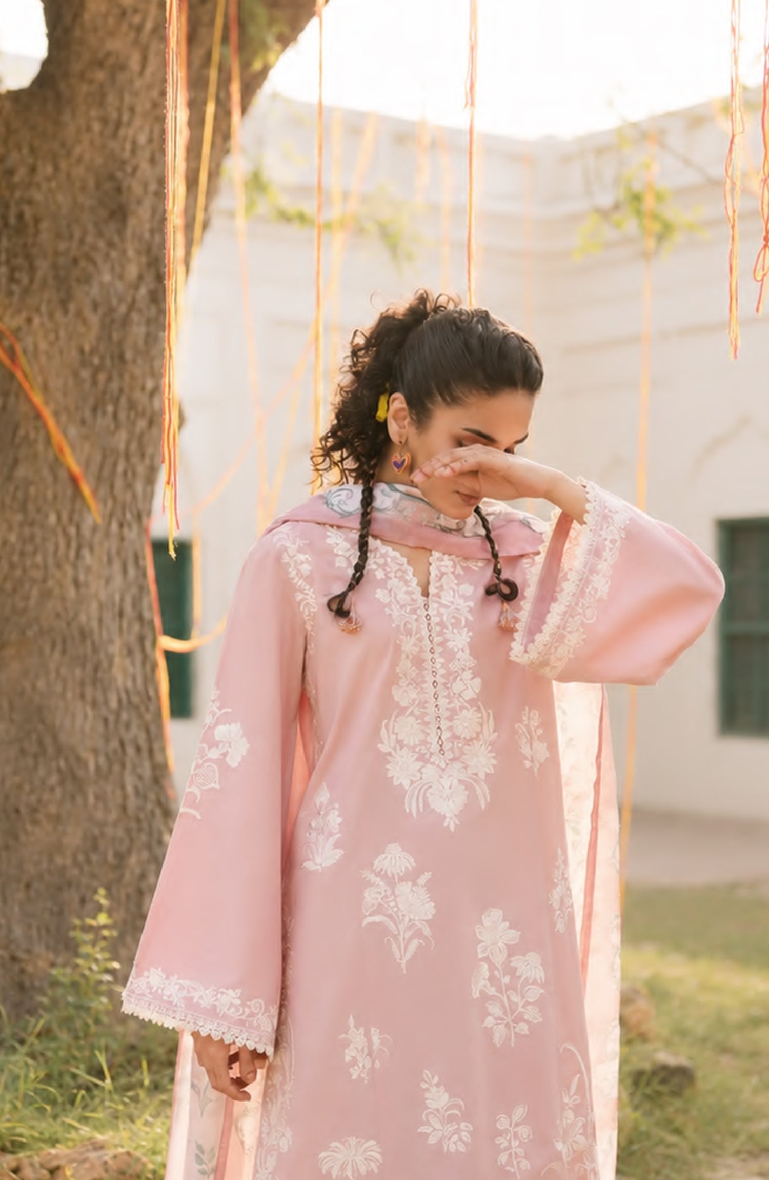 Casual Lite HER Summer Embroidered Cotton Lawn Stitched 3 Piece Suit - Petaline - CL26HER - Pink - Festive Collection