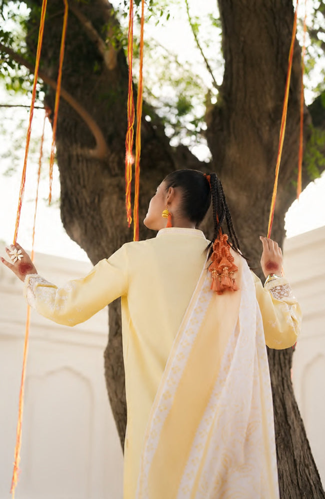 Casual Lite HER Summer Embroidered Cotton Lawn Stitched 3 Piece Suit - Soft Sol - CL26HER - Yellow - Festive Collection Main Image