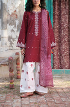 Casual Lite HER Summer Embroidered Cotton Lawn Stitched 3 Piece Suit - Soreva - CL26HER - Red - Festive Collection
