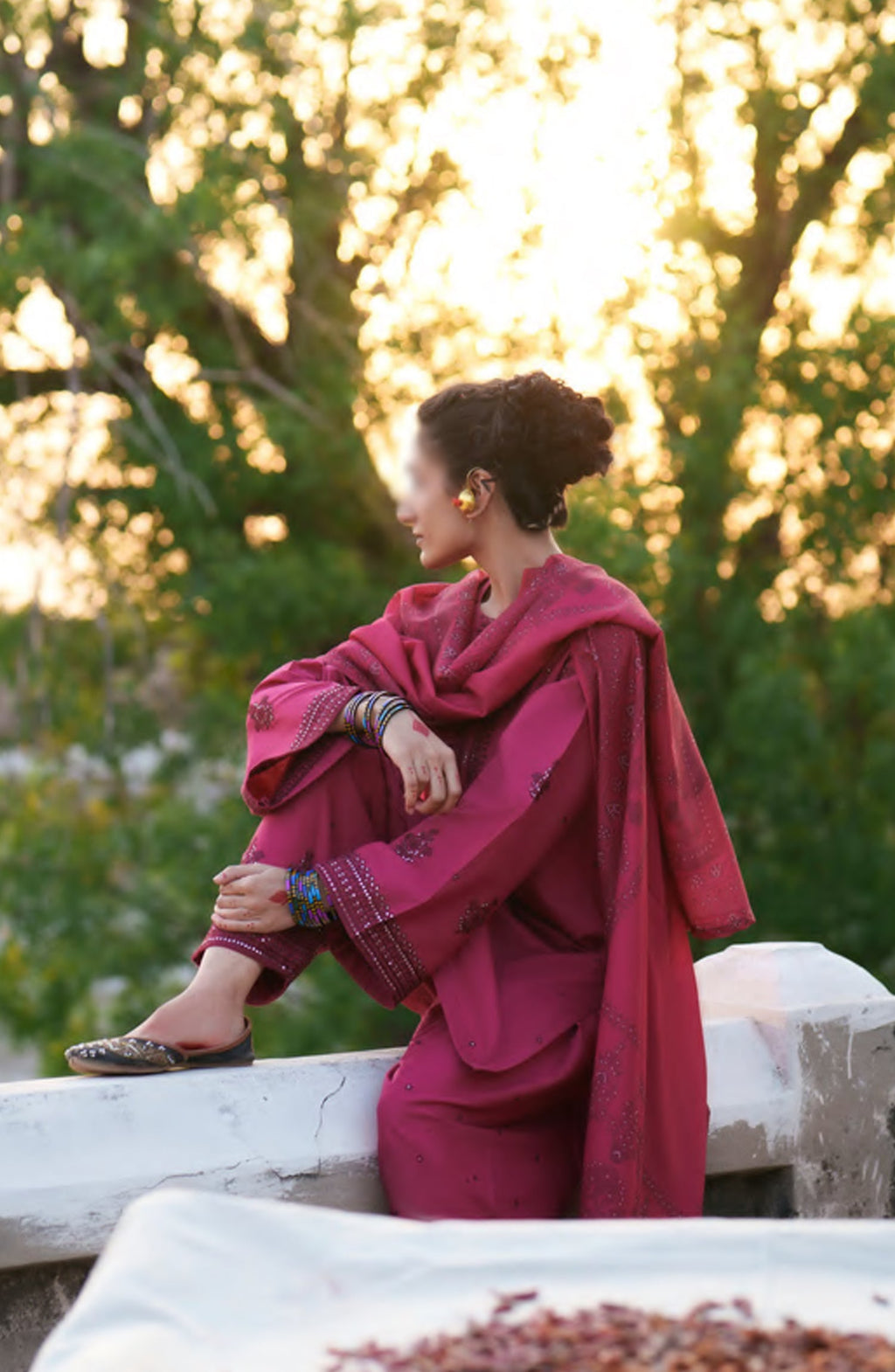 Casual Lite HER Summer Embroidered Cotton Lawn Stitched 3 Piece Suit - Veloura - CL26HER - Maroon - Festive Collection