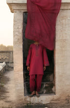 Casual Lite HER Summer Embroidered Cotton Lawn Stitched 3 Piece Suit - Veloura - CL26HER - Maroon - Festive Collection